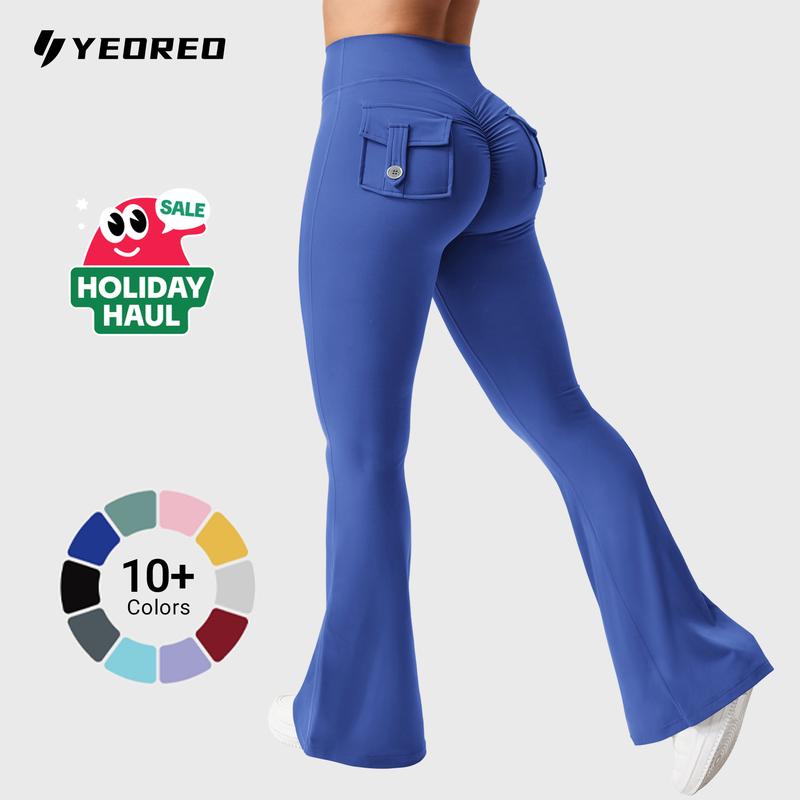 YEOREO CoreFlex Flare Leggings with Pockets for Women Scrunch Workout Leggings Butt Lifting Gym Yoga Pants summerwins