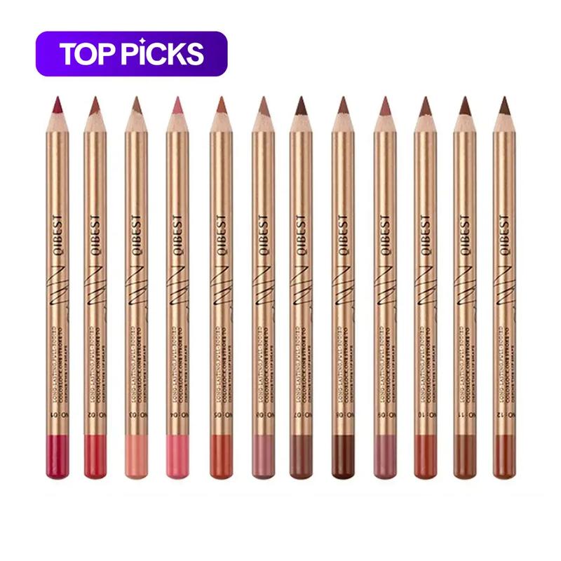Summer Makeup, Long Lasting Lip Liner, 12pcs/set Matte Lip Liner, Smudge Proof Easy Coloring Lip Liner Pen, Lip Makeup, Girls and Women Makeup Accessories