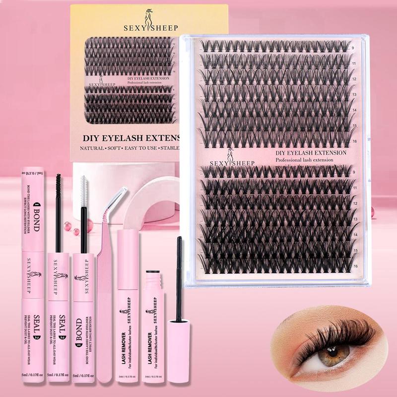 Eyelash Extension Kit, 280 DIY Individual Lash Clusters with Eyelash Bond Glue, Tweezers & Remover, Eye Makeup Kit for Women, Eyelash Tools Makeup Tool Set, Lash Clusters #GLOBAL PICKS