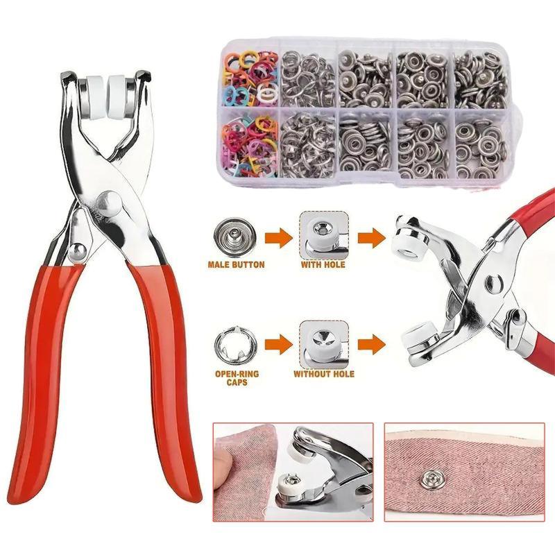 Including 100pcs Invisible Colored Metal Buckle & 1 Count Manual Pressure Pliers,Household Sewing Accessories for DIY Handicraft Clothing & Hat,Buttons & Pliers Tool Kit,Seamless Stitching Sewing Kit Tools,Sewing Supplies Crafts.