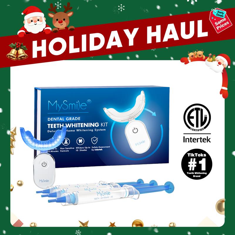 MySmile Pro Teeth Whitening Kit with LED Light (28x Bulbs) - 3 Gel Syringes & Tray | Non-Sensitive 10-Min Fast Whitening