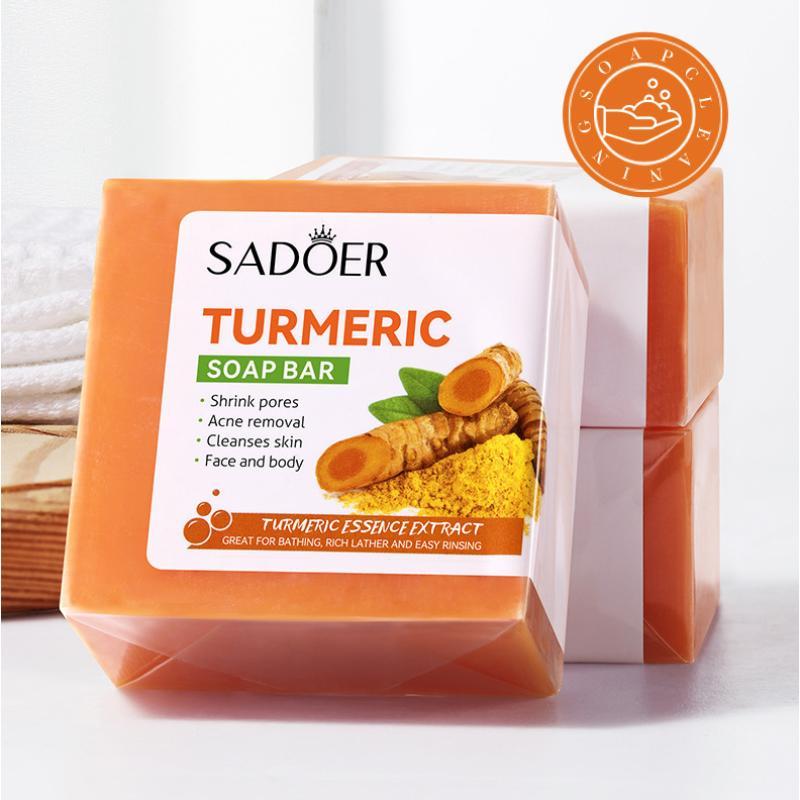 Turmeric Cleansing Soap Bar Cleanser, Face Cleansing Handmade Bar Soap with Natural Ingredients, Body Wash Body Scrub Exfoliating Bar Soap for Skincare, Moisturizing & Refreshing, Trending Products for Personal Skin Care, Turmeric Facial Cleanser