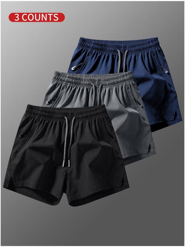 Men's Casual Shorts Set, Breathable Sporty Three-Quarter Pants, Quick-Dry Beach Shorts, Lightweight Summer Shorts, Fitted Natural Waist with Pockets