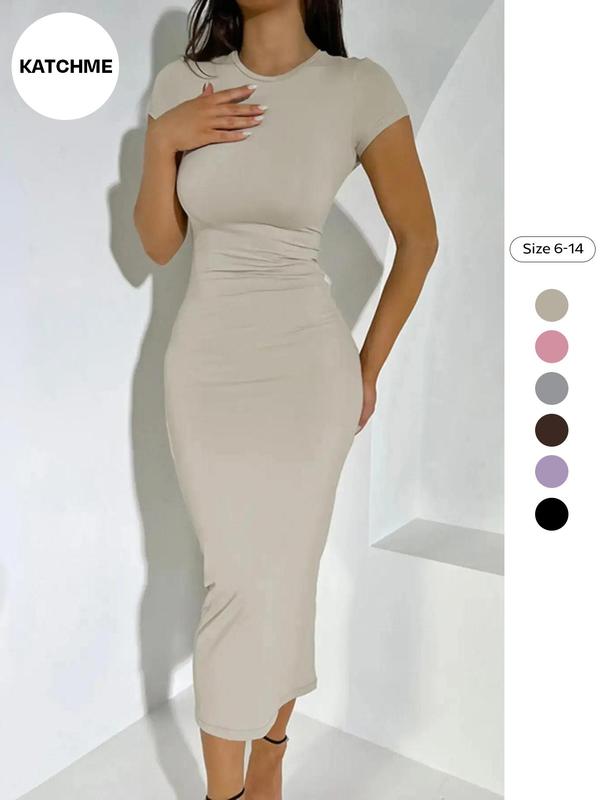Women's Casual Slim-Fit Summer Dress, Kint Fabric Moderate Thickness, Perfect for Daily Wear & Outdoor Activities, Casual Dresses