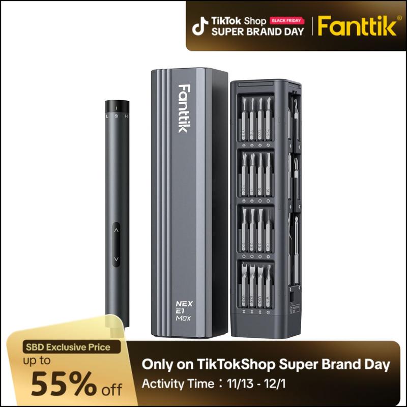 Fanttik E1 MAX 3.7V Mini Electric Screwdriver 50-in-1 Magnetic Bits 5/32''Hex Magnetic Storage, Repair Tool Set for Phone Camera Laptop 3D printer - Hardware Cordless