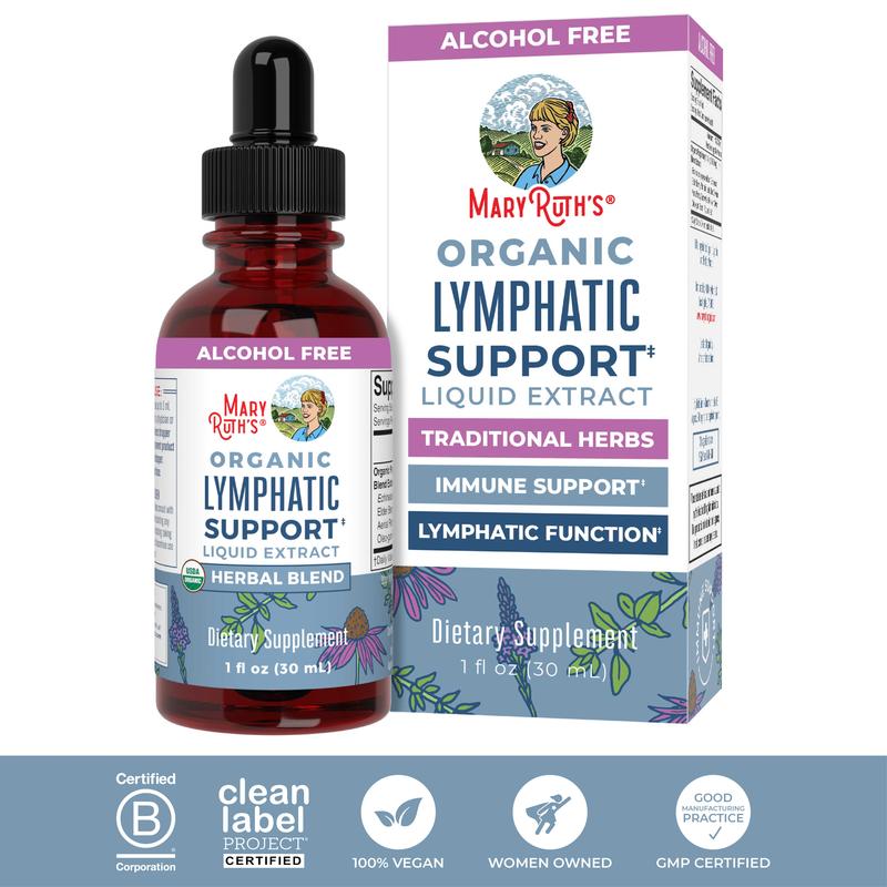 MaryRuth's Lymphatic Support Herbal Blend Liquid Drops - USDA Organic - Echinacea & Elderberry - Blue Vervain - Vegan - 30 Servings