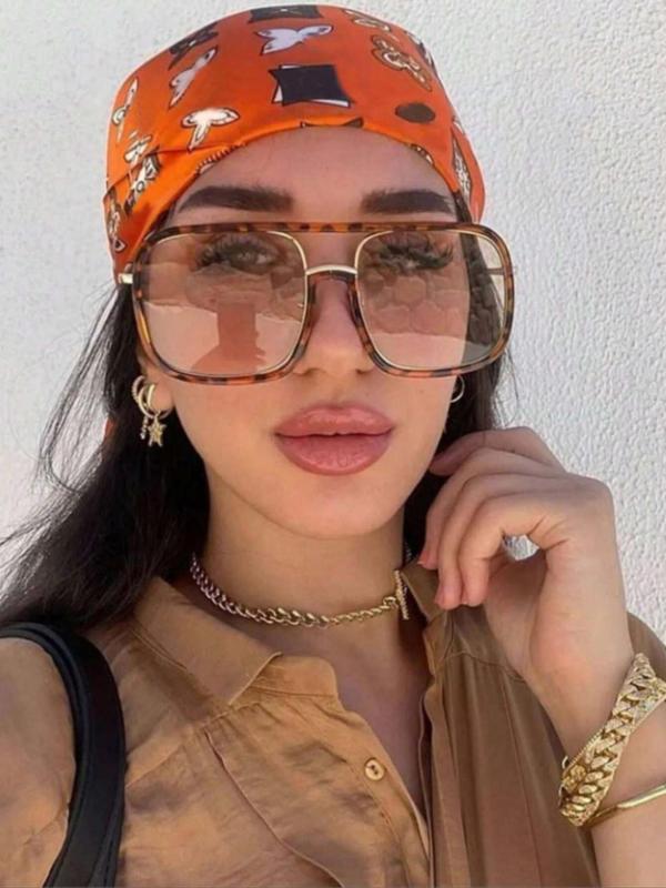 Unisex Street Style Tortoise Pattern Flat Top Frame Glasses, Trendy Casual Glasses for Everyday Use, Fashion Accessories for Outdoor Activities