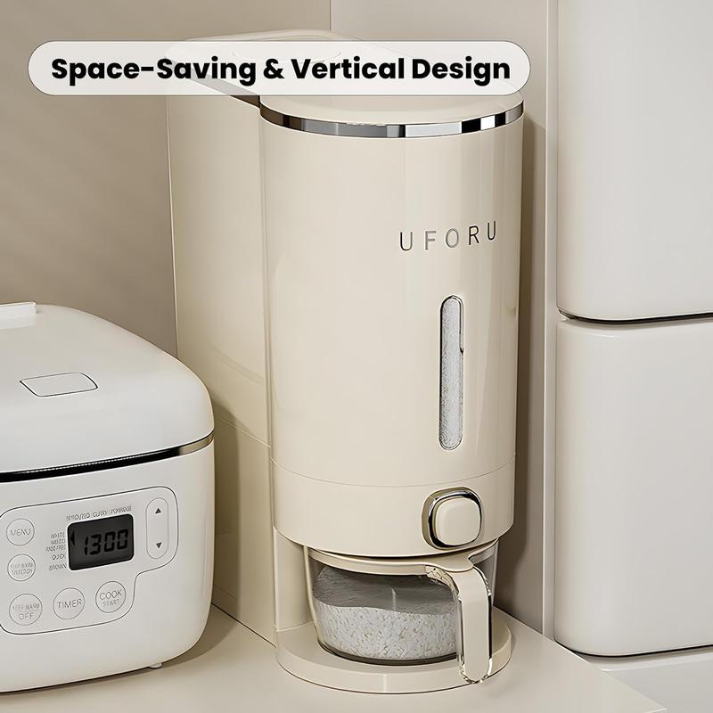 UFORU insect-proof airtight Rice Dispenser with Measuring Cups - Moisture-Resistant Plastic, Airtight Grain Storage Container for Soybeans, Corn & Cereals,pet food,cat food,dog food,suitable for kitchen and food storage room,dealsforyou#SummerWins