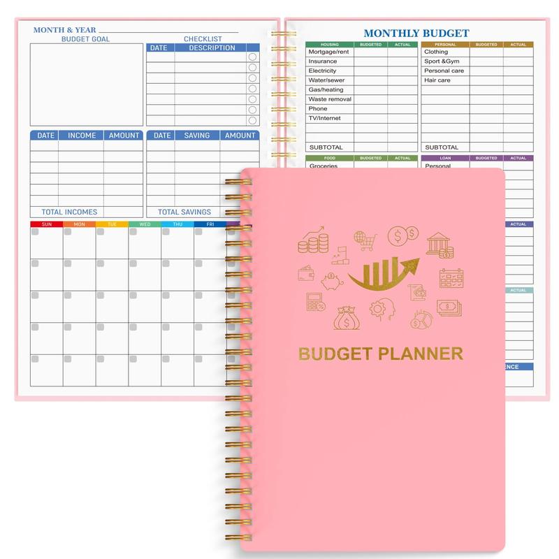 A5 Monthly Budget Planner Notebook, Money Budget Journal Notebook, Money Saving Budget Planner, Spiral Bound Notebook, Stationery, School Supplies, Boyfriend Gifts, Summer for Gift,Â Valentine's Day Gift