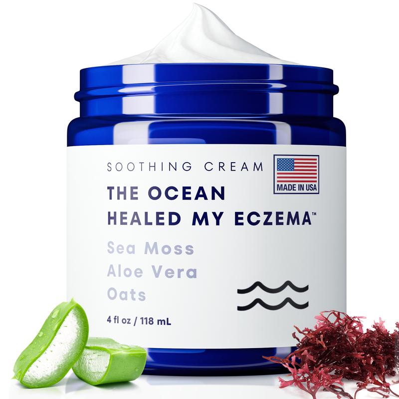 Natural Soothing Cream with Sea Moss & Oats - Eczema & Psoriasis Relief - Ocean Minerals - for Sensitive Skin - Hydrating Eczema Cream for Dry Skin Healing Therapeutic