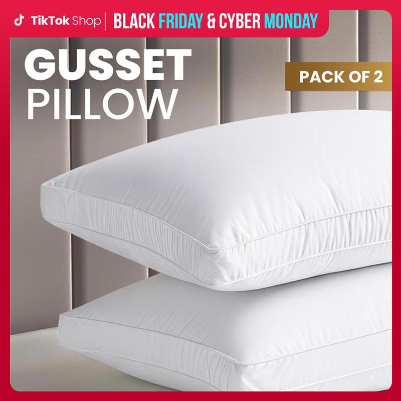 Utopia Bedding Gusseted Pillows Set King Queen & Standard Size White Pack of 2 Durable Breathable Soft Memory Foam for Cozy Sleep Hotel Quality