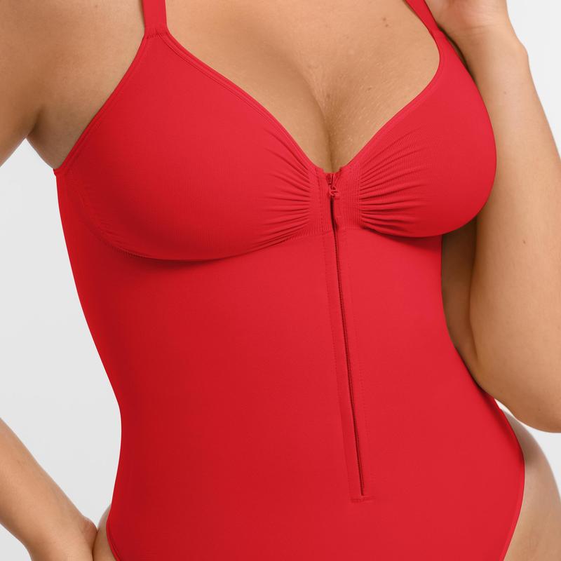 FeelinGirl Seamless Covered Bust Jumpsuit Thong Bodysuit Peach heart collar Fit Womenswear Comfort Shapewear Breathable Comfortable Day Sleeveless Corset Zipper Summervibes