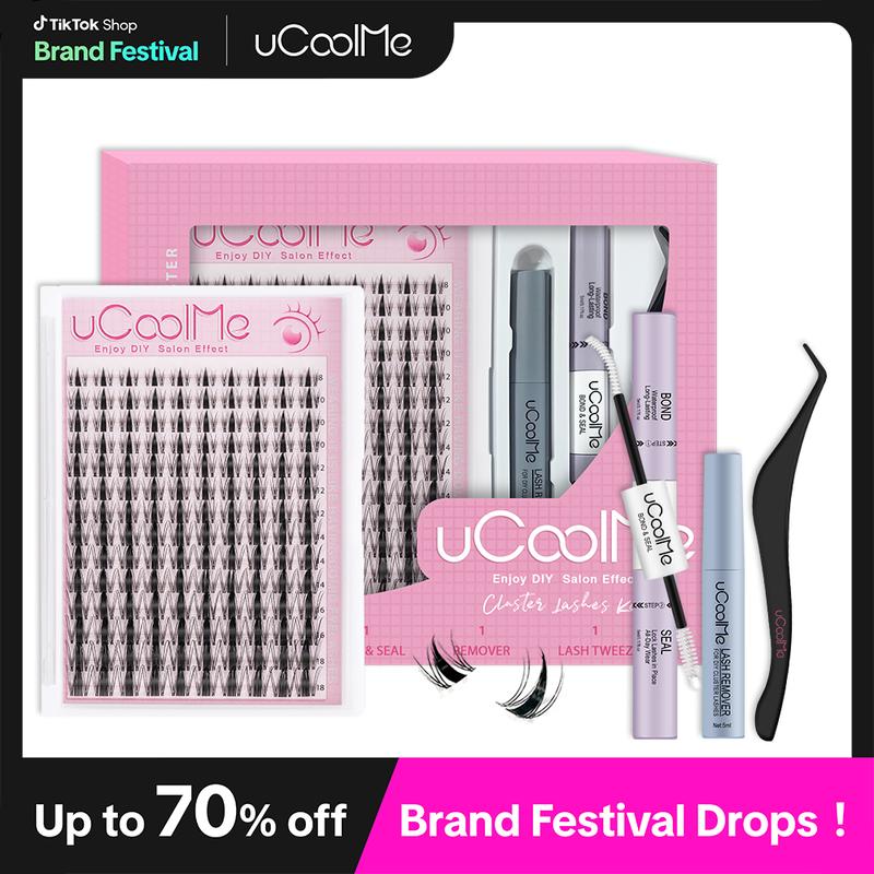 uCoolMe Lashes Fairy Lashes Cluster C Curl 140 Pcs Individual Lash Clusters False Eyelashes Extension Natural Look Beginner Friendly Bond Seal Remover Ultra-Thin Band Makeup 8-18mm Manga Anime Christmas gift Lash Cluster Kit Sringtok