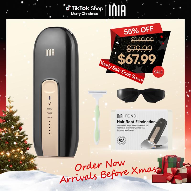 INIA FOND IPL At-Home Laser Hair Removal Device, Hair Root Elimination, 16.5J Energy, Unlimited Flashes, FDA Cleared, 2-Year Warranty, for Women and Men,Best Valentine's Day Gift for Her