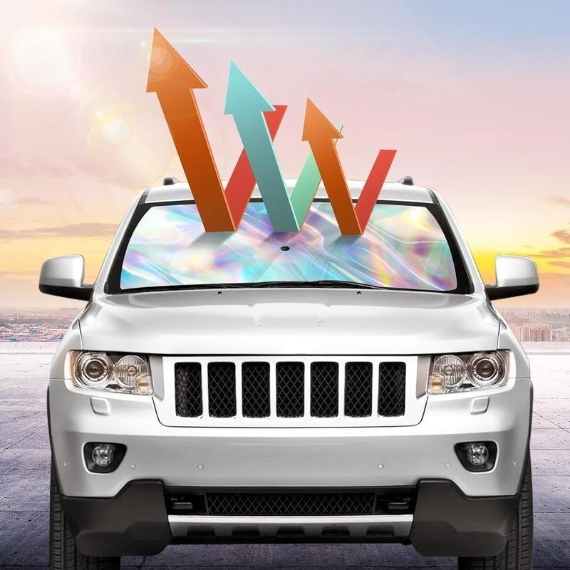 Laser Reflective Car Windshield Sunshade – Heat Insulation & UV Protection for Front Window | Foldable Sun Blocker for Sedans, SUVs & MPVs (57x29.5 in)