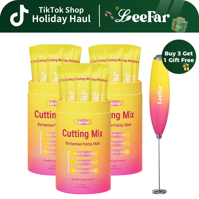 【Buy 3 Get 1 Gift Free】LeeFar Cutting Drink Mix | Strawberry Açaí Flavor | 3 Packs (90 Servings)