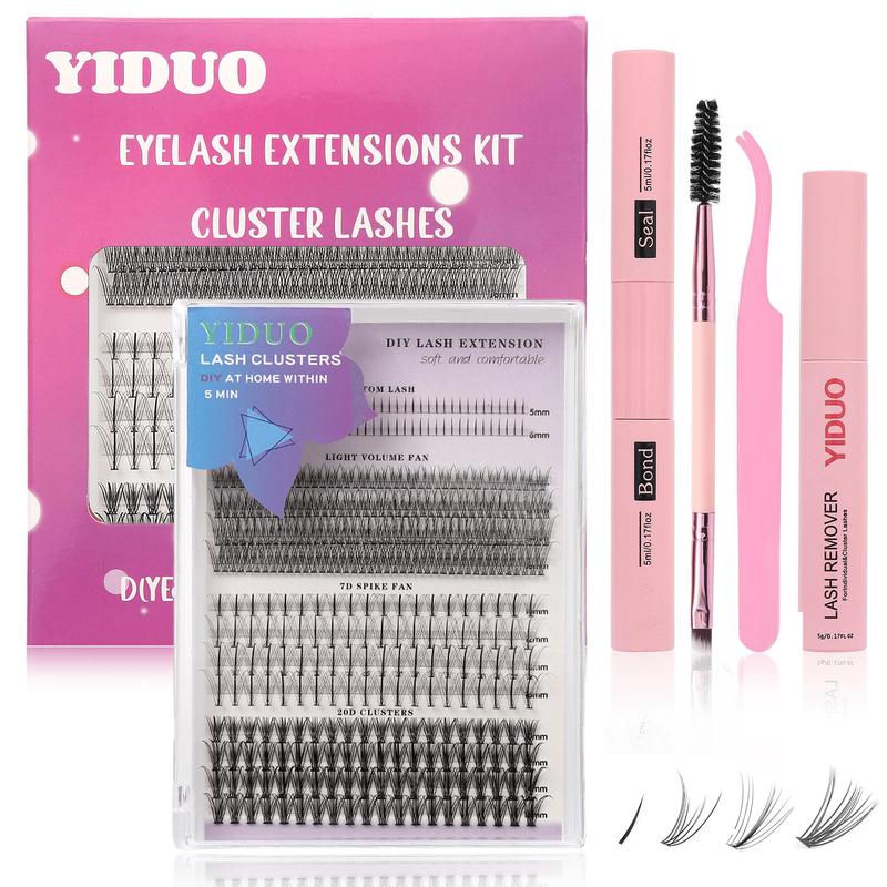 Individual Lashes Kit, 1 Box DIY Lash Extensions Eyelashes with Tweezers & Bond & Seal & Eyelash Extension Glue and Lash Remover, Curly Fake Lashes Set for Women Makeup, Lash Clusters, Lashes Extension Kit, Makeup Set, Christmas, Christmas Gift