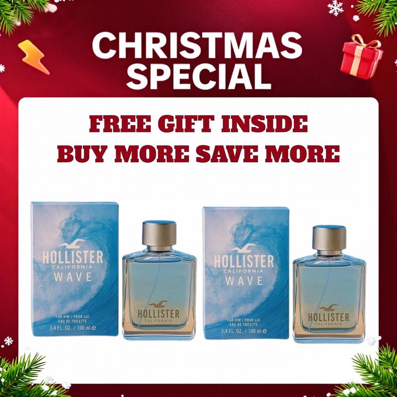 Wave by Hollister for Men - 3.4 oz EDT Spray, Unisex Cologne, Summer Spring Fragrance, Memorial Day Gift