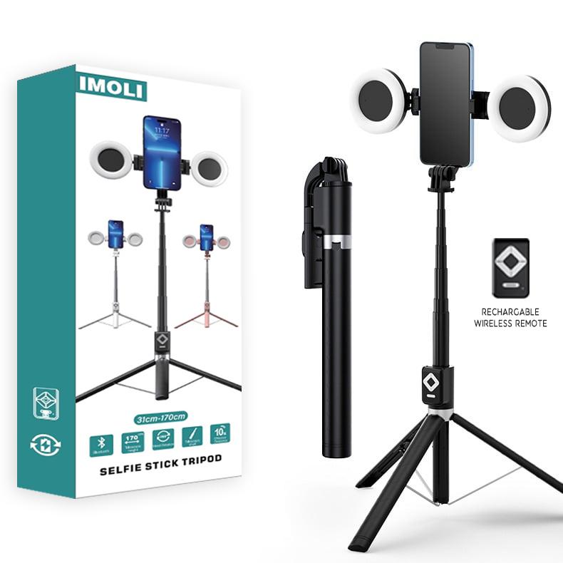67" Phone Tripod & Selfie Stick, All in One Extendable Cell Phone Tripod with BluetoothRemote, Tripods Stand for iPhone & Travel Selfie Stick 360° Rotatable Travel Phone Tripod Stand with iPhone Android