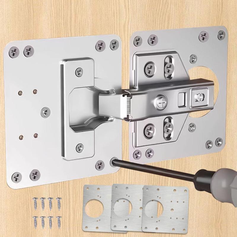 Cabinet Door Repair Plate with Screws, Thickened Stainless Steel Mounting Board, Hardware for Repairing Damaged Hinges on Wardrobe and Cabinet Doors, Door Reinforcement