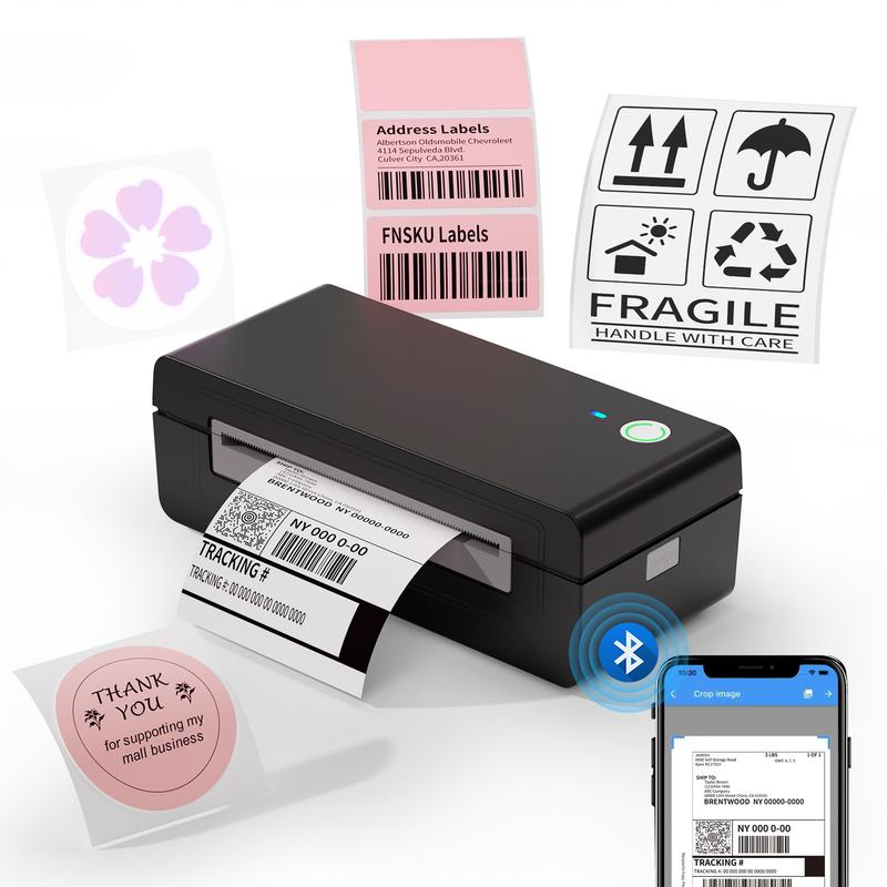 【FathersDayGift】JADENS Shipping Label Printer,Bluetooth Wireless Thermal Label Printer, Compatible with iOS, Android, Windows, Mac, Chromebook, Widely Used for Etsy, Ebay, Shopify, USPS-SummerVibes