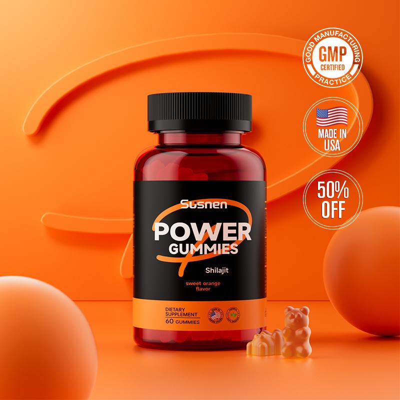 Susnen - POWER - Oyster Daily Dietary Supplement 60 Gummies Shilajit Gummies Taurine, - Made in USA - FDA&GMP