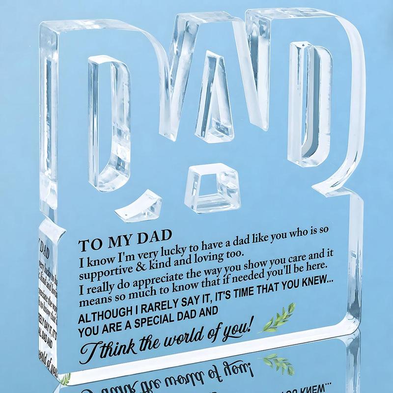 Letter Pattern Clear Acrylic Plaque, Acrylic Plaque Sign, Creative Transparent Ornament, Desktop Decoration for Home Office, Room Decor, Gift for Dad
