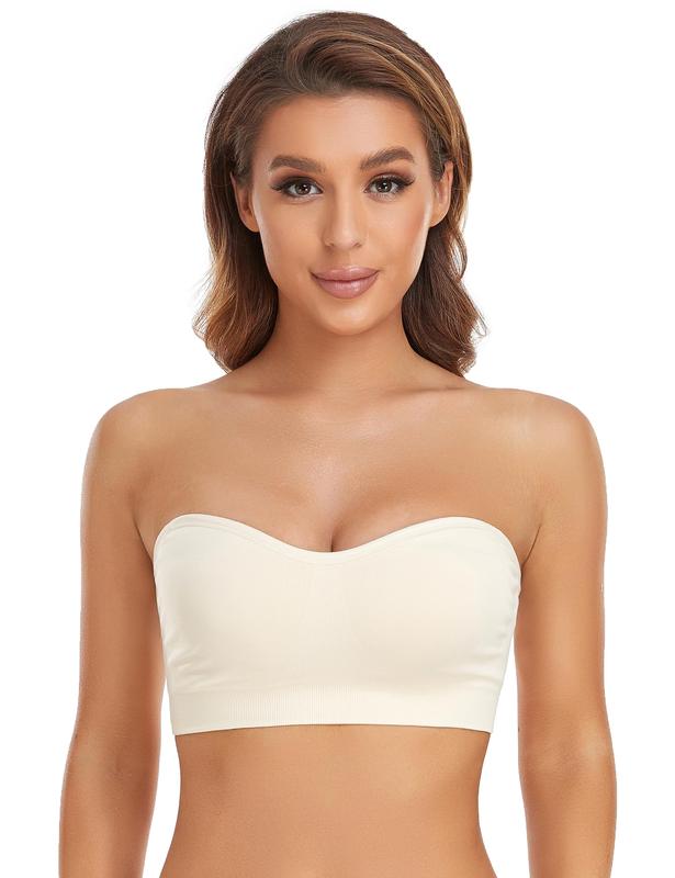 Lusait Strapless Bras for Women Mothersdaygift Non-Slip Silicone Padded Bandeau Bra Wireless Tube Top Bra Summervibes