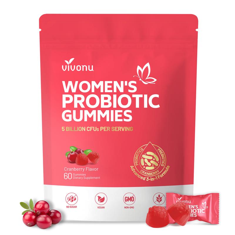 Cranberry Probiotic Gummies | Targeting Body Odor, Women's Health, and Body Balance | Vegan (60 Gummies per Pack) SummerVibes