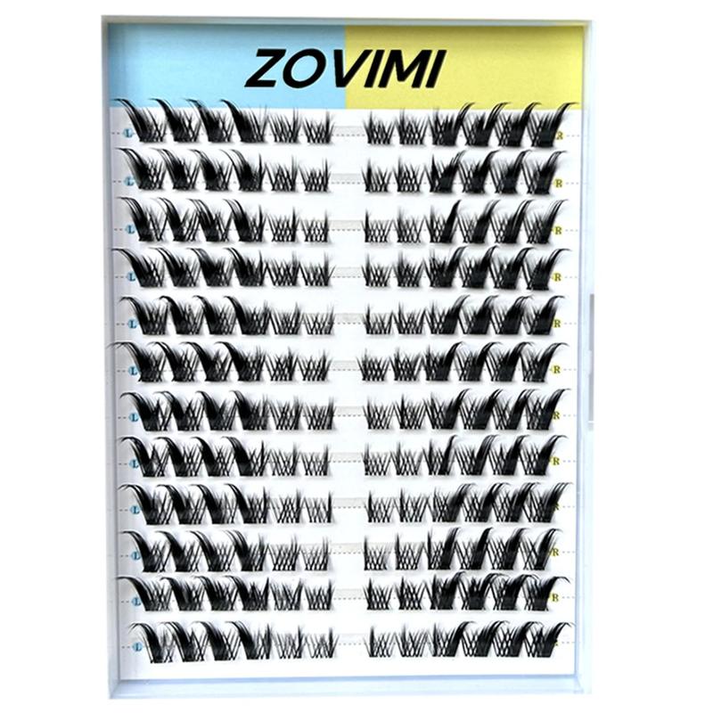Fox Eye Lashes Fluffy Lash Clusters ,C Curl False Eyelashes Left & Right Cluster Eyelash Extensions 144 PCS Individual Lashes Fox Eye Manga Lashes DIY At Home