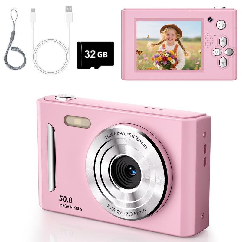 2.4 Inch Screen Digital Camera, Digital Video Camera with SD Card, Anti-shake Camera with Music Player for Birthday Gift