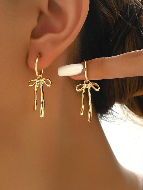 Women's Elegant Bowknot Design Dangle Earrings, Exquisite Trendy Dangle Earrings, Fashionable Jewelry for Daily & Party Wear, Ideal Valentine's Day Gift, Trendy Fashionable Accessories