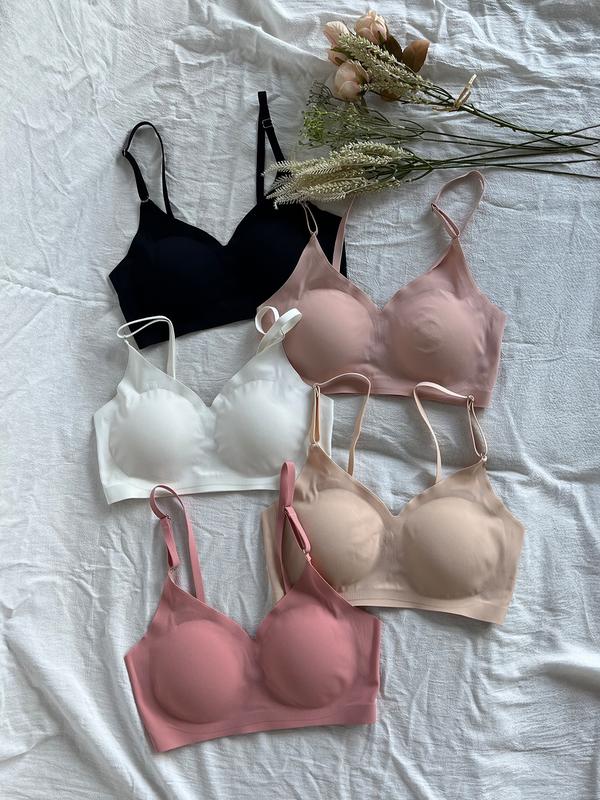 YOUKA Women's Valentine's Day Solid Wireless Seamless Supportive Bra, Autumn Winter Printed Bras, Soft Breathable Comfort Versatile Casual Style, Women's Underwear for Daily Wear Mother’s Day Love Mom Plan | Spring New Arrivals Limited Benefits