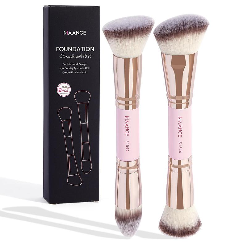 MAANGE Dual-Head Makeup Brush Set, Flat Foundation Brush, 2 Counts Makeup Tools Travel Gift for Women & Girls, Makeup Accessories, Complexion Brush Set #GLOBAL PICKS