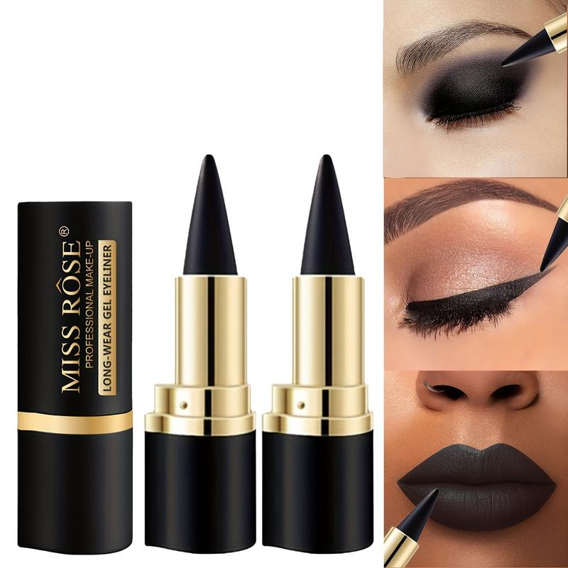 Multipurpose Solid Eyeliner Gel Pencil, Eye Pencils, Longwear Eye Liner, Pigmented Black Eyeliner and Lip Liner Pencil, Beginner-Friendly, Long-Lasting and Smudge-Proof, Glides on Smoothly, Perfect Holiday Gift for Eye and Lip Cosmetic Lovers