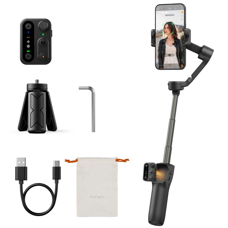 hohem iSteady X3 SE Plus Gimbal Stabilizer for iPhone & Android, AI Facial Tracking,Smartphone Gimbal with Detachable Remote Control, Portable Foldable 3-Axis Phone Gimbal, Built-in Extendable Rod,Vlog Stabilizer,Cellphone&Selfie accessories