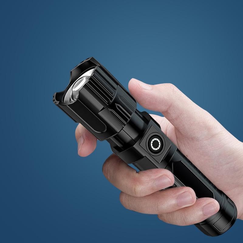 Portable LED Strong Light Flashlight, High Lumens Flashlight, USB Rechargeable Telescopic Zoom Torch, Multi-functional Outdoor Lamp for Outdoor Camping Hiking, Emergency Use