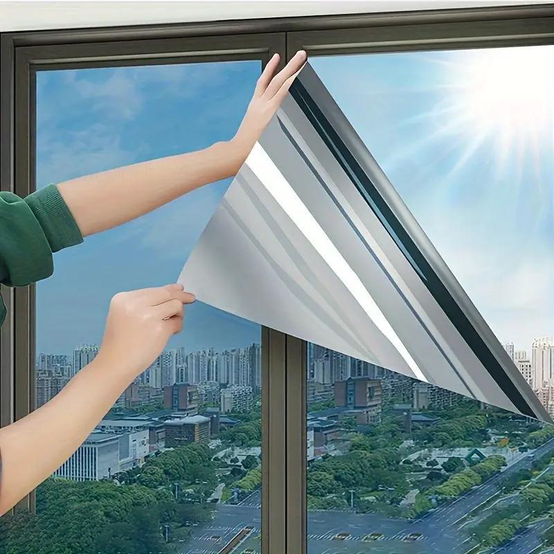 Window Glass Film, 1 Roll Heat-Insulation, Anti-Peeping & Sunshade Window Film, Balcony & Office One-Way Perspective Sticker Film, Privacy Window Film, Window Privacy Films