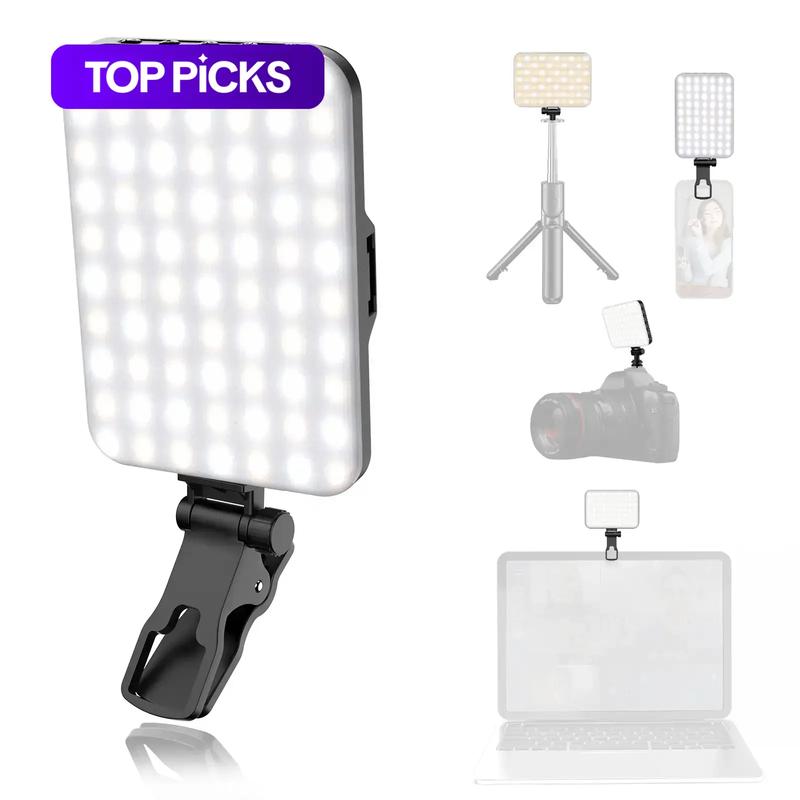 1 Set Portable Front & Back Clip-On Phone Selfie Light, 2,200 mAh Rechargeable & 7-Mode LED Selfie Fill Light for Smartphone, Tablet & Laptop #GLOBAL PICKS