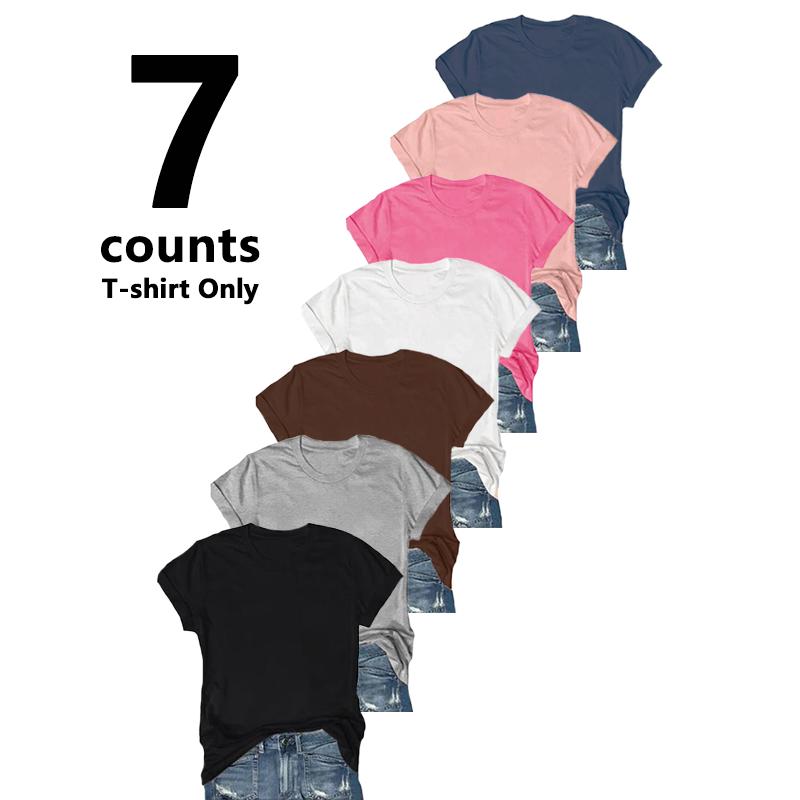 【Limited time deal】【Fast Shipping】Women's Short Sleeve T-Shirts Multipack, Loose/Relaxed Fit Solid Color Round Neck Casual Tee Tops Women Underwear Summer Tshirt #SummerVibes（T-shirt only）