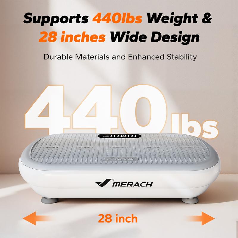 Merach High-Power Vibration Plate Exercise Machine,440lbs Weight Capacity, Bluetooth Remote Control, 4 Workout Modes for Home Gym Fitness Equipment Summervibes