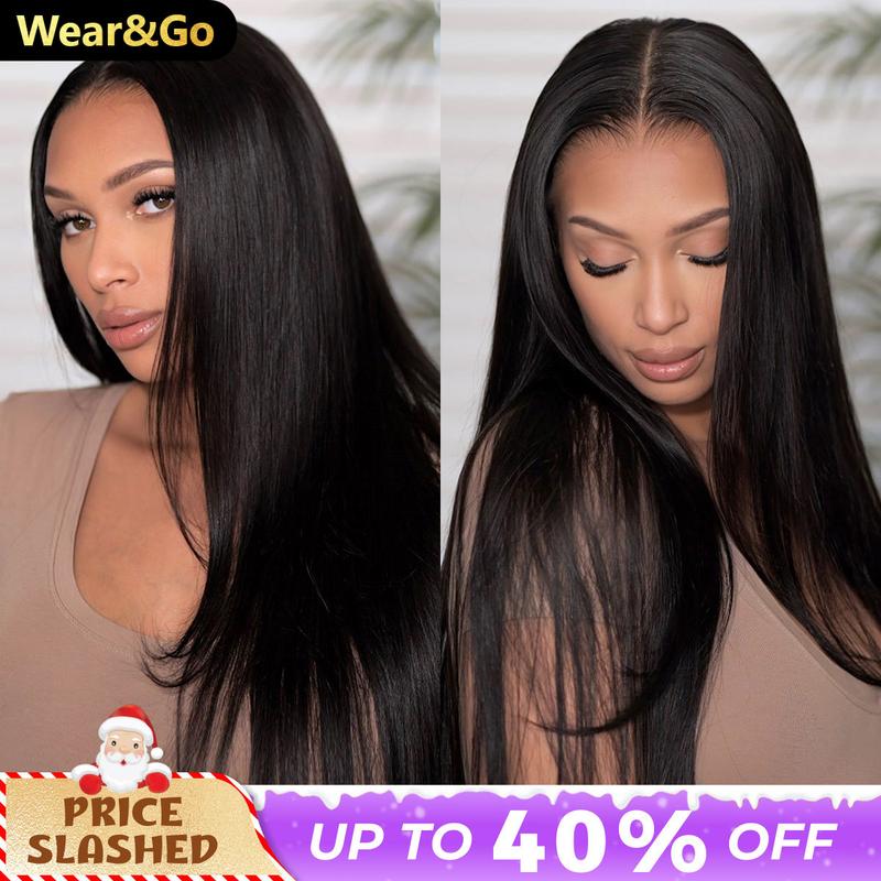 [Free Upgraded] OQ HAIR Wear And Go Glueless Wigs Pre Cut 7x5 HD Straight Lace Human Hair Wigs Pre Bleached Tiny Knots Beginner Friendly #SummerVibes