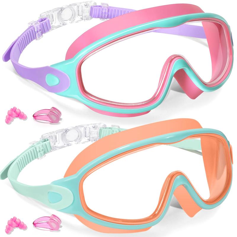 MARISUN 2 Pack Kids Swim Goggles for 3-15 UV Protection Anti-Fog High Definition Waterproof Adjustable Goggles for Boys and Girls - Safety anti-uv swimming goggles swim glass anti-fog swimming goggles Swimminggoggles Nose Clip Earplugs Nose Clip Noseclip