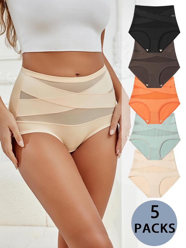 Women's Solid Color High Waist Fitted Briefs, Soft Comfy Breathable Casual Panty for Daily Wear, Ladies Underwear for All Seasons, Womenswear