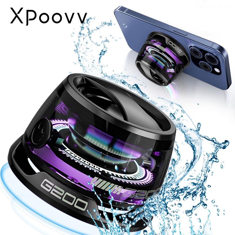Xpoovv Magnetic Portable Wireless G200 Speaker , Premium Sound Quality , Mini LED Shower Speaker , TWS Stereo Sync , Perfect for Outdoor Cycling & Gaming , travel, camping, picnic , Ideal Gift for Students