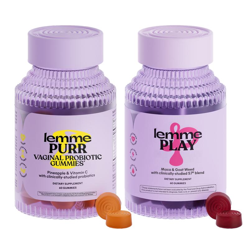 The Bedroom Bundle - Lemme Purr & Play Bundle - Play and Vaginal Probiotic Gummies for Women (60ct Each)