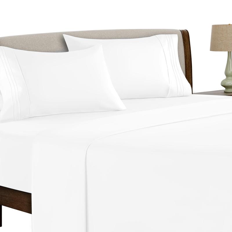 { Memorial Day Deal } Lux Decor 4 Pcs Bed Sheet Set-16" Deep Pocket Queen Sheets-Floral,Quatrefoil,Solid King Bed Sheet With Embroidered Pillowcases-Premium Quality Bedding Set Warm, Cozy & Luxury Bedding Set