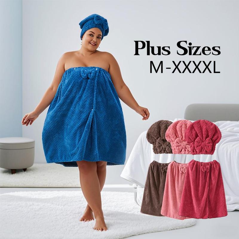 Plus Size Bath Skirt & Shower Cap Set, 2 Counts/set Adjustable Bath Skirt & Shower Cap, Thickened Bath Skirt, Ideal for Home Use, Travel, Sauna, and Spa, Womenswear #GLOBAL PICKS