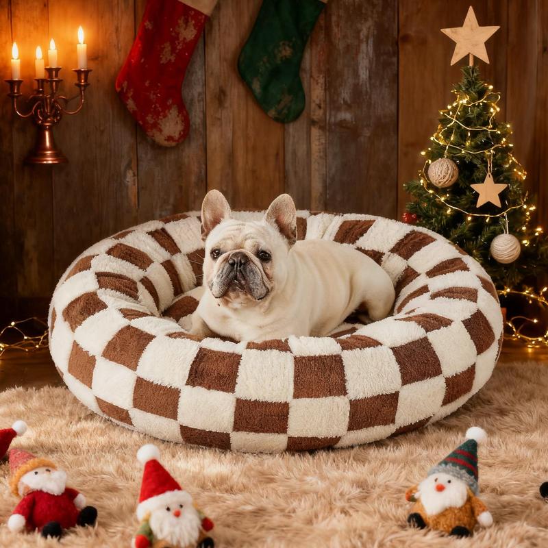 Lesure Soft Donut Bed - Cozy Fluffy Calming Bed for Small/Medium/Large Dogs & Cats, Soft Plush Round Pet Bed for Comfort, Washable, Anti-Slip Bottom, Camas para Perros, Pet Supplies Bedding