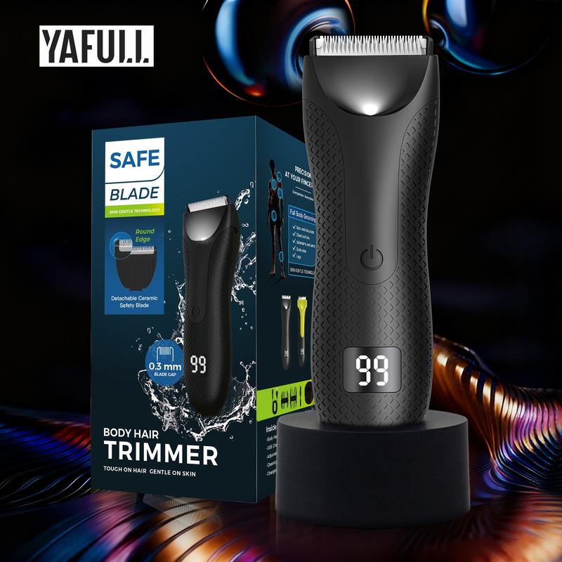 Showerproof Body & Manscaping Trimmer, Epilator Hair Remover, Electric Body and Intimate Hair Groomer, Cordless Groin Hair Clipper, Intimate Pubic Trimmer, Replaceable Ceramic Blade Heads, Waterproof Body Ball Trimmer & Shaver for Men, Gifts for Him